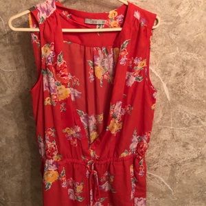 Floral, pinkish color shorts jumper